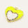 Brass Enamel Pendant,with Cubic Zirconia,Heart,Golden,Yellow,22x25mm,Hole:3.5mm,about 4.02g/pc,5 pcs/package,XFPC00713ablb-L002