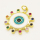 Brass Enamel Pendant,with Cubic Zirconia,Devil's Eye,Flat Round,Golden,White,23mm,Hole:3mm,about 3.05g/pc,5 pcs/package,XFPC00721baka-L002