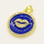 Brass Enamel Pendant,with Cubic Zirconia,Lips,Flat Round,Golden,Blue,20mm,Hole:3mm,about 3.49g/pc,5 pcs/package,XFPC00723baka-L002