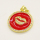 Brass Enamel Pendant,with Cubic Zirconia,Lips,Flat Round,Golden,Red,20mm,Hole:3mm,about 3.49g/pc,5 pcs/package,XFPC00725baka-L002