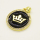 Brass Enamel Pendant,with Cubic Zirconia,Crown,Flat Round,Golden,Black,20mm,Hole:3mm,about 3.66g/pc,5 pcs/package,XFPC00727baka-L002