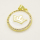 Brass Enamel Pendant,with Cubic Zirconia,Crown,Flat Round,Golden,White,20mm,Hole:3mm,about 3.66g/pc,5 pcs/package,XFPC00728baka-L002