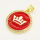 Brass Enamel Pendant,with Cubic Zirconia,Crown,Flat Round,Golden,Red,20mm,Hole:3mm,about 3.66g/pc,5 pcs/package,XFPC00729baka-L002
