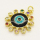 Brass Enamel Pendant,with Cubic Zirconia,Devil's Eye,Flat Round,Golden,Black,18mm,Hole:3mm,about 2.40g/pc,5 pcs/package,XFPC00736aajl-L002