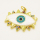 Brass Enamel Pendant,with Cubic Zirconia,Devil's Eye,Golden,White,27x22mm,Hole:3.5mm,about 4.17g/pc,5 pcs/package,XFPC00741baka-L002