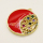 Brass Enamel Pendant,with Cubic Zirconia,Flat Round,Golden,Red,24mm,Hole:1.2mm,about 3.90g/pc,5 pcs/package,XFPC00747ablb-L002