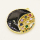 Brass Enamel Pendant,with Cubic Zirconia,Flat Round,Golden,Black,24mm,Hole:1.2mm,about 3.90g/pc,5 pcs/package,XFPC00748ablb-L002