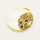 Brass Enamel Pendant,with Cubic Zirconia,Flat Round,Golden,White,24mm,Hole:1.2mm,about 3.90g/pc,5 pcs/package,XFPC00749ablb-L002