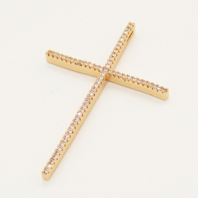 Brass Micro Pave Cubic Zirconia Pendant,Cross,Random Mixed Color,53x36mm,Hole:4x1mm,about 4.27g/pc,5 pcs/package,XFPC00757vbll-L002