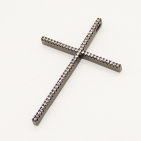 Brass Micro Pave Cubic Zirconia Pendant,Cross,Random Mixed Color,53x36mm,Hole:4x1mm,about 4.27g/pc,5 pcs/package,XFPC00757vbll-L002