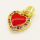 Brass Enamel Pendant,with Cubic Zirconia,Heart,Golden,Red,12mm,Hole:3.5mm,about 1.41g/pc,5 pcs/package,XFPC00772aajl-L002