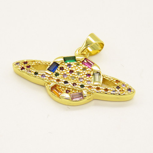 Brass Micro Pave Cubic Zirconia Pendant,Galaxy,Golden,12x27mm,Hole:3.5mm,about 2.55g/pc,5 pcs/package,XFPC00801ablb-L002