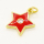 Brass Enamel Pendant,with Cubic Zirconia,Star,Golden,Red,13mm,Hole:3mm,about 0.95g/pc,5 pcs/package,XFPC00884vaia-L002