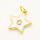 Brass Enamel Pendant,with Cubic Zirconia,Star,Golden,White,13mm,Hole:3mm,about 0.95g/pc,5 pcs/package,XFPC00886vaia-L002