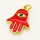 Brass Enamel Pendant,Hamsa Hand/Hand of Fatima/Hand of Miriam,with Devil's Eye,Golden,Red,16x14mm,Hole:3mm,about 1.29g/pc,5 pcs/package,XFPC00888vaia-L002