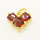Brass Cubic Zirconia Pendant,Heart,Golden,Red,12x10mm,Hole:3.5mm,about 1.21g/pc,5 pcs/package,XFPC00906vail-L002