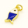 Brass Enamel Pendant,with Cubic Zirconia,Fish,Golden,Royal Blue,14x6mm,Hole:3mm,about 0.64g/pc,5 pcs/package,XFPC00955vaia-L002