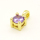 Brass Cubic Zirconia Pendant,Round,Golden,Purple,8x4mm,Hole:2mm,about 0.37g/pc,5 pcs/package,XFPC00958aaha-L002