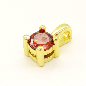 Brass Cubic Zirconia Pendant,Round,Random Mixed Color,8x4mm,Hole:2mm,about 0.37g/pc,5 pcs/package,XFPC00957aaha-L002