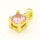 Brass Cubic Zirconia Pendant,Round,Golden,Pink,8x4mm,Hole:2mm,about 0.37g/pc,5 pcs/package,XFPC00964aaha-L002