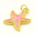 Brass Enamel Pendant,Starfish,Golden,Pink,12mm,Hole:2.5mm,about 1.03g/pc,5 pcs/package,XFPC00966aaho-L002