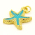 Brass Enamel Pendant,Starfish,Golden,Blue,12mm,Hole:2.5mm,about 1.03g/pc,5 pcs/package,XFPC00968aaho-L002