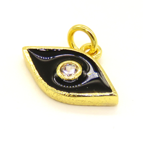 Brass Enamel Pendant,with Cubic Zirconia,Devil's Eye,Random Mixed Color,15x8mm,Hole:3mm,about 0.98g/pc,5 pcs/package,XFPC00999vaia-L002
