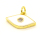 Brass Enamel Pendant,with Cubic Zirconia,Devil's Eye,Golden,White,15x8mm,Hole:3mm,about 0.98g/pc,5 pcs/package,XFPC01002vaia-L002