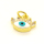 Brass Enamel Pendant,with Cubic Zirconia,Devil's Eye,Golden,White,10x9mm,Hole:2.5mm,about 0.49g/pc,5 pcs/package,XFPC01004vaia-L002