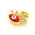 Brass Enamel Pendant,with Cubic Zirconia,Devil's Eye,Golden,Red,10x9mm,Hole:2.5mm,about 0.49g/pc,5 pcs/package,XFPC01006vaia-L002