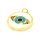 Brass Enamel Pendant,with Cubic Zirconia,Devil's Eye,Flat Round,Golden,White,20mm,Hole:3mm,about 4.17g/pc,5 pcs/package,XFPC01025baka-L002