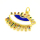 Brass Enamel Pendant,with Cubic Zirconia,Devil's Eye,Golden,Royal Blue,19x22mm,Hole:1mm,about 2.41g/pc,5 pcs/package,XFPC01036ablb-L002