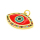 Brass Enamel Pendant,with Cubic Zirconia,Devil's Eye,Golden,Red,23x14mm,Hole:3.5mm,about 2.43g/pc,5 pcs/package,XFPC01041baka-L002