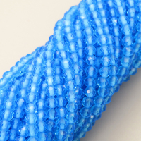 Transparent Acrylic Beads,Methyl Methacrylate,Round,Faceted,Sea Blue,3mm,Hole:0.5mm,about 126 pcs/strand,about 6 g/strand,5 strands/package,14.96"(38cm),XBG00720vail-L020