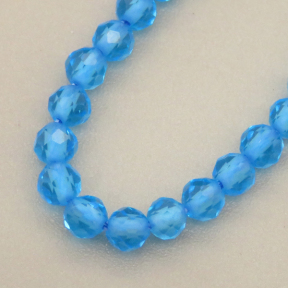 Transparent Acrylic Beads,Methyl Methacrylate,Round,Faceted,Sea Blue,3mm,Hole:0.5mm,about 126 pcs/strand,about 6 g/strand,5 strands/package,14.96"(38cm),XBG00720vail-L020