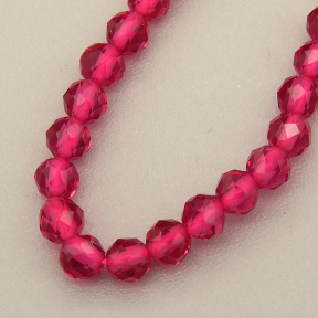 Transparent Acrylic Beads,Methyl Methacrylate,Round,Faceted,Rose Red,3mm,Hole:0.5mm,about 126 pcs/strand,about 6 g/strand,5 strands/package,14.96"(38cm),XBG00724vail-L020