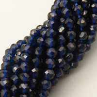 Transparent Acrylic Beads,Methyl Methacrylate,Round,Faceted,Navy Blue,3mm,Hole:0.5mm,about 126 pcs/strand,about 6 g/strand,5 strands/package,14.96"(38cm),XBG00726vail-L020