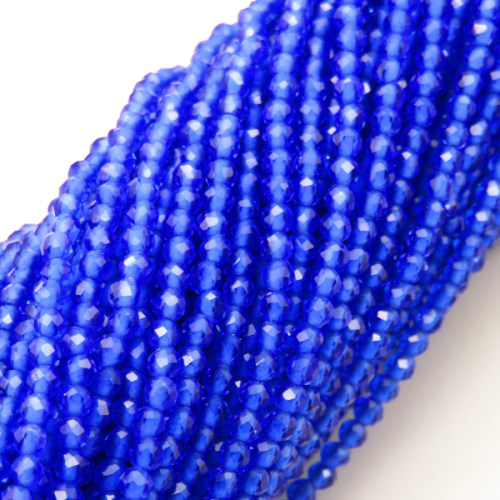 Transparent Acrylic Beads,Methyl Methacrylate,Round,Faceted,Royal Blue,2mm,Hole:0.5mm,about 190 pcs/strand,about 5 g/strand,5 strands/package,14.96"(38cm),XBG00732vaia-L020