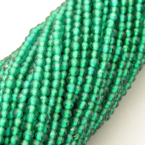 Transparent Acrylic Beads,Methyl Methacrylate,Round,Faceted,Grass Green,2mm,Hole:0.5mm,about 190 pcs/strand,about 5 g/strand,5 strands/package,14.96"(38cm),XBG00734vaia-L020
