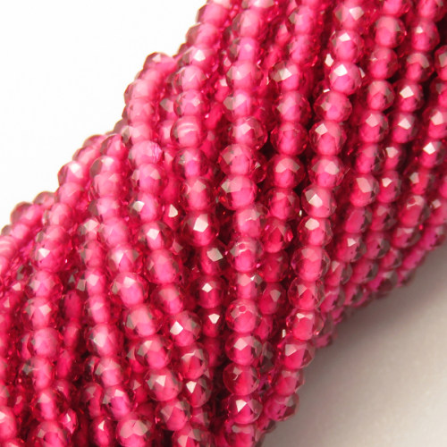 Transparent Acrylic Beads,Methyl Methacrylate,Round,Faceted,Rose Red,2mm,Hole:0.5mm,about 190 pcs/strand,about 5 g/strand,5 strands/package,14.96"(38cm),XBG00738vaia-L020