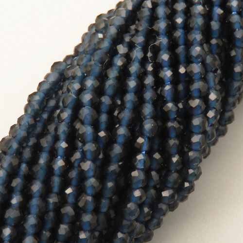 Transparent Acrylic Beads,Methyl Methacrylate,Round,Faceted,Navy Blue,2mm,Hole:0.5mm,about 190 pcs/strand,about 5 g/strand,5 strands/package,14.96"(38cm),XBG00752vaia-L020