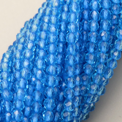 Transparent Acrylic Beads,Methyl Methacrylate,Round,Faceted,Sea Blue,2mm,Hole:0.5mm,about 190 pcs/strand,about 5 g/strand,5 strands/package,14.96"(38cm),XBG00760vaia-L020