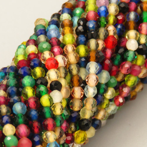 Transparent Acrylic Beads,Methyl Methacrylate,Round,Faceted,Color Mixing,2mm,Hole:0.5mm,about 190 pcs/strand,about 5 g/strand,5 strands/package,14.96"(38cm),XBG00764vaia-L020