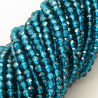 Transparent Acrylic Beads,Methyl Methacrylate,Round,Faceted,Peacock Blue,2mm,Hole:0.5mm,about 190 pcs/strand,about 5 g/strand,5 strands/package,14.96"(38cm),XBG00772vaia-L020