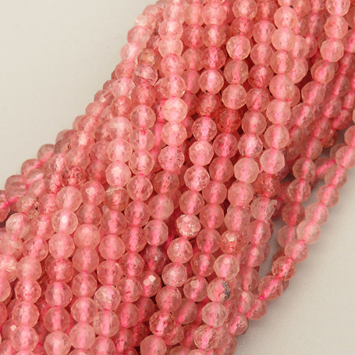 Natural Rose Quartz Beads Strands,Round,Faceted,Pink,4mm,Hole:0.8mm,about 95 pcs/strand,about 9 g/strand,5 strands/package,14.96"(38cm),XBGB04768vhha-L020
