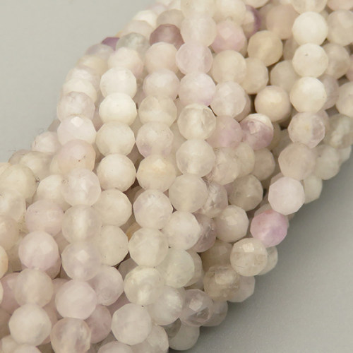 Natural Kunzite Beads Strands,Spodumene Beads,Round,Faceted,Light Grey,4mm,Hole:0.8mm,about 95 pcs/strand,about 9 g/strand,5 strands/package,14.96"(38cm),XBGB04772vhha-L020
