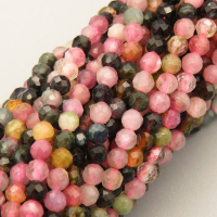 Natural Tourmaline Beads Strands,Round,Faceted,Color Mixing,2.5mm,Hole:0.5mm,about 152 pcs/strand,about 5.5 g/strand,5 strands/package,14.96"(38cm),XBGB04782vbmb-L020