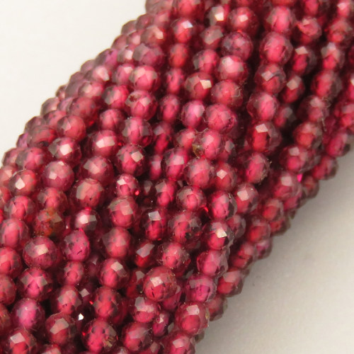 Natural Garnet Beads Strands,Round,Faceted,Crimson,3mm,Hole:0.8mm,about 126 pcs/strand,about 6 g/strand,5 strands/package,14.96"(38cm),XBGB04786bbov-L020