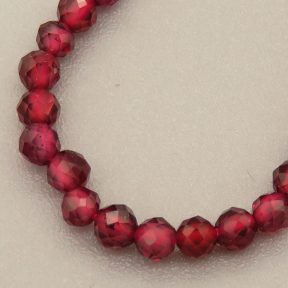 Natural Garnet Beads Strands,Round,Faceted,Crimson,3mm,Hole:0.8mm,about 126 pcs/strand,about 6 g/strand,5 strands/package,14.96"(38cm),XBGB04786bbov-L020