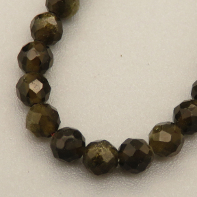 Natural Obsidian Beads Strands,Round,Faceted,Dark Brown,3mm,Hole:0.8mm,about 126 pcs/strand,about 6 g/strand,5 strands/package,14.96"(38cm),XBGB04792bbov-L020